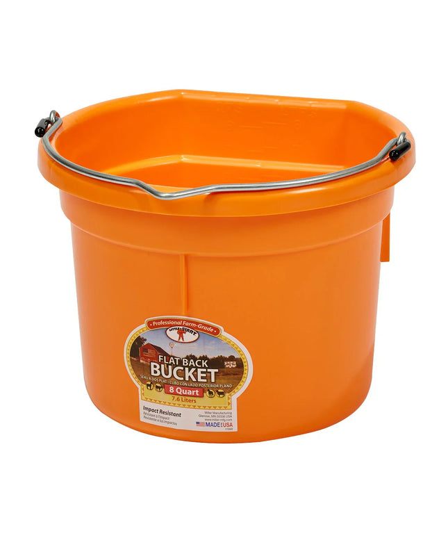 DuraFlex Plastic Flatback Bucket - 8 qt, Orange
