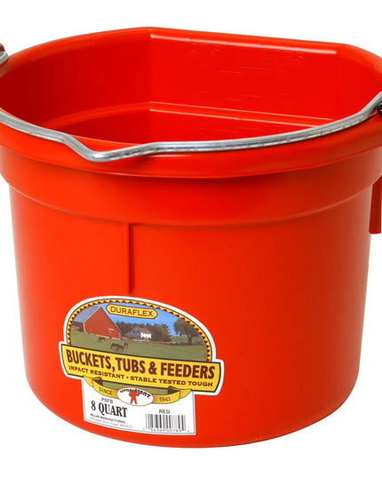 DuraFlex Plastic Flat-Back Bucket – 8 qt (Red)