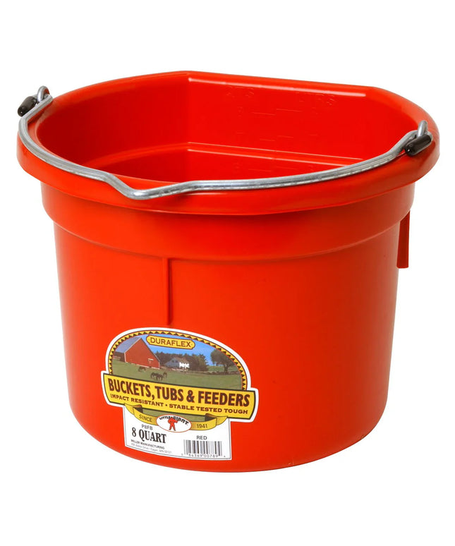 DuraFlex Plastic Flat-Back Bucket – 8 qt (Red)