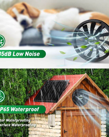 10" Solar Exhaust Intake Fan with Battery&42W Solar Panel