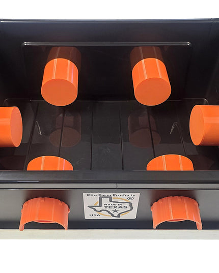 USA Made 50lb Capacity 6 Port Automatic Chicken Feeder with Welded Aluminum Poultry Stand