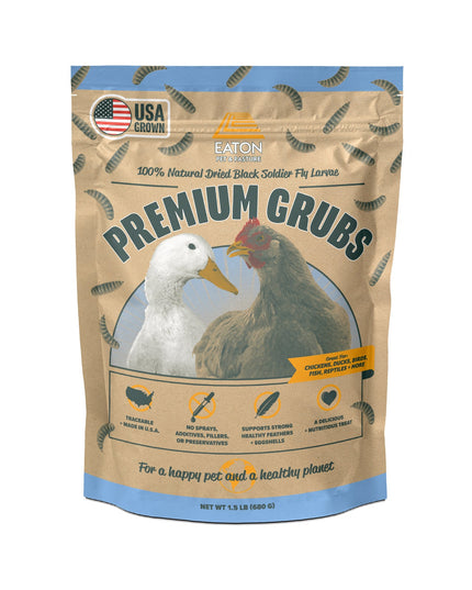 Premium Grubs, USA Grown Dried Black Soldier Fly Larvae, High Calcium Treat for Chickens, Ducks, Wild Birds
