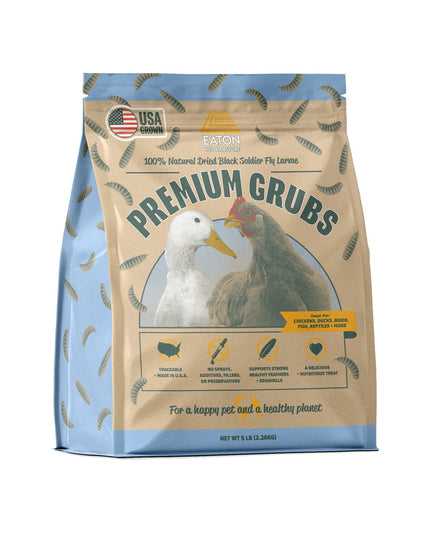 Premium Grubs, USA Grown Dried Black Soldier Fly Larvae, High Calcium Treat for Chickens, Ducks, Wild Birds
