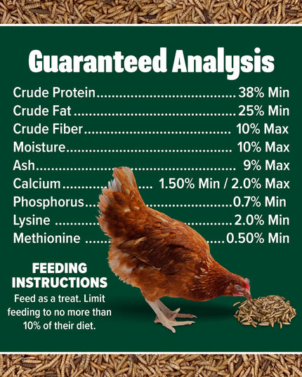 Premium Grubs, USA Grown Dried Black Soldier Fly Larvae, High Calcium Treat for Chickens, Ducks, Wild Birds