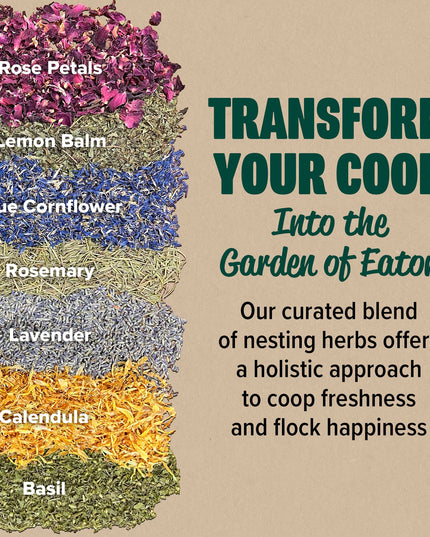 Premium Nesting Herbs, Aromatic Blend for Nesting Boxes & Chicken Coop, Natural Refresher & Pest Deterrent