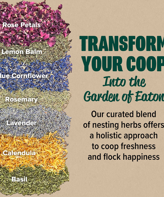 Premium Nesting Herbs, Aromatic Blend for Nesting Boxes & Chicken Coop, Natural Refresher & Pest Deterrent