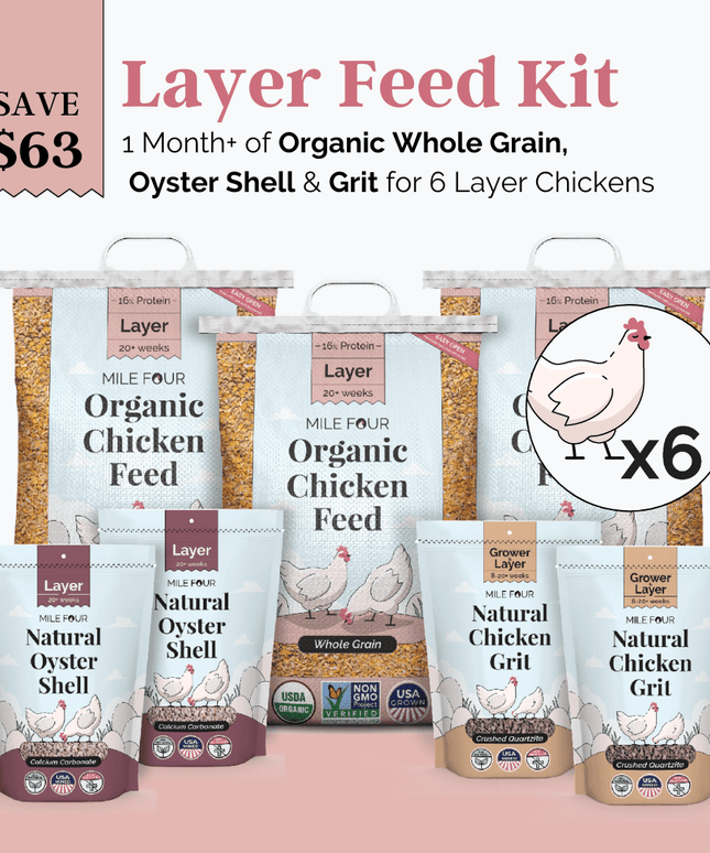 Layer Feed Kit | 1 Month of Organic Feed, Grit & Oyster Shell for 6 Layers