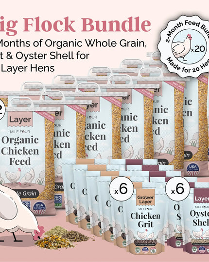 Big Flock Bundle | 2 Months of Organic Feed, Grit & Oyster Shell for 20 Layer Hens