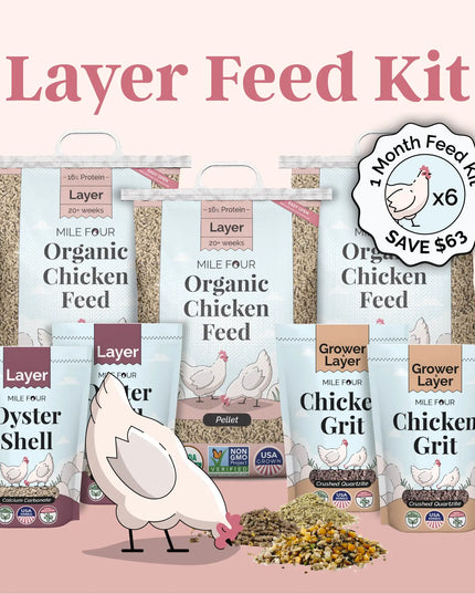 Layer Feed Kit | 1 Month of Organic Feed, Grit & Oyster Shell for 6 Layers