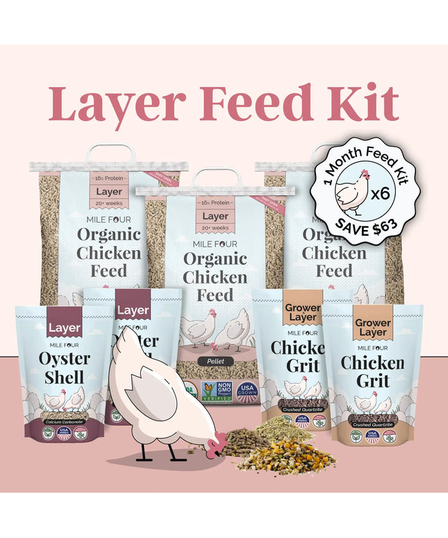 Layer Feed Kit | 1 Month of Organic Feed, Grit & Oyster Shell for 6 Layers