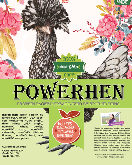 PowerHen (TM) High Protein Treat With Mealworms, Black Soldier Fly Larvae, & Herbs For Backyard Chickens