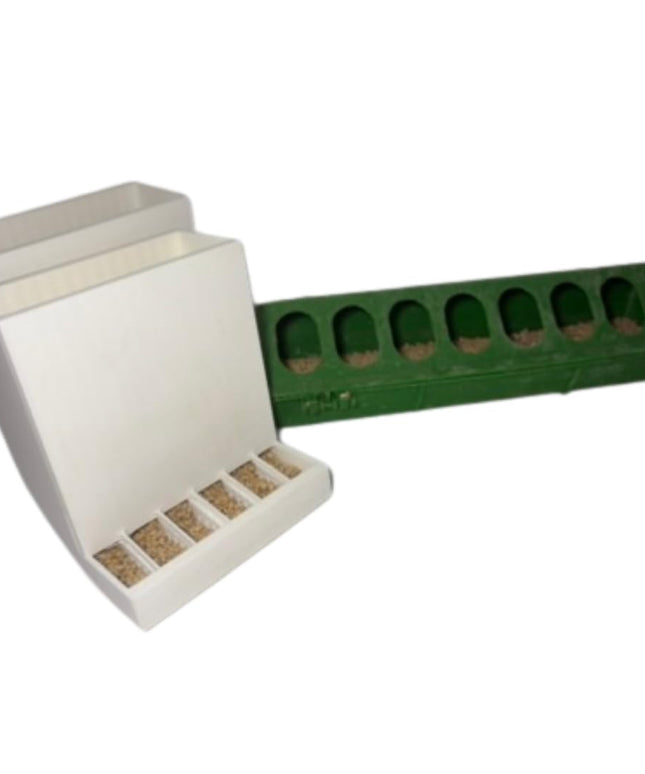 Button Quail Feeders (2), Adjustable Spill-Resistant Design Made in USA