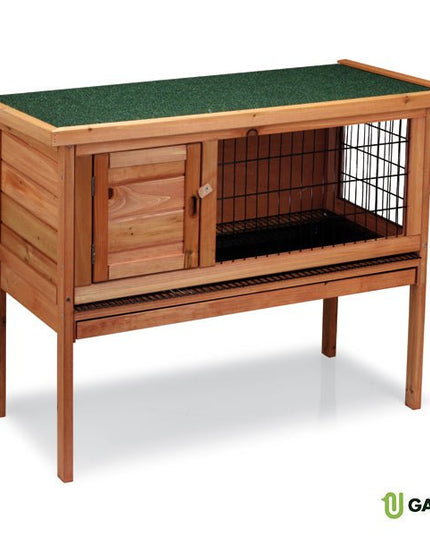 Malta Wooden Rabbit Hutch with Raised Design, Waterproof Folding Roof, Outdoor Bunny House