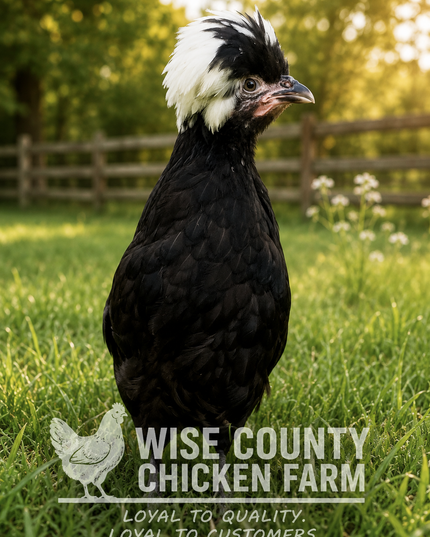 White Crested Black Polish - "Polly Pocket"