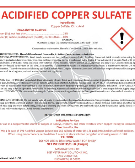 Acidified Copper Sulfate