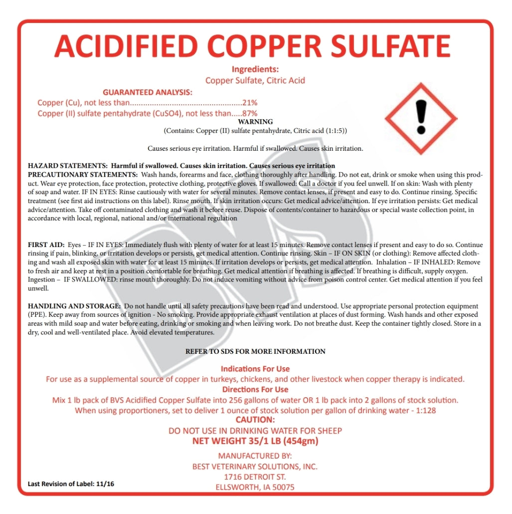 Acidified Copper Sulfate
