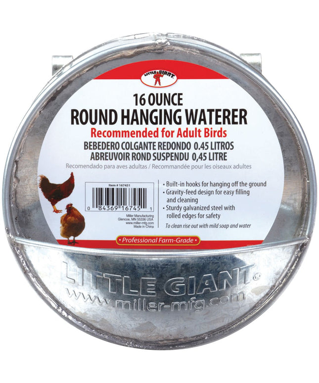 Round Hanging Chicken Waterer, 16 oz